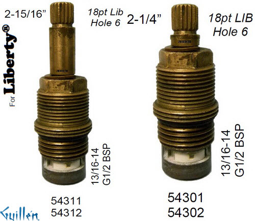 JER 54312LF;; __ 2-15/16in 18pt; Cold ccwc 1/4 Turn brass cartridge ceramic; in Unfinish
