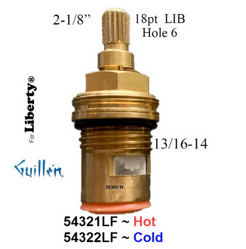 JER 54322LF; __ 2-1/8in 18pt; Cold ccwc 1/4 Turn brass cartridge ceramic; in Unfinish