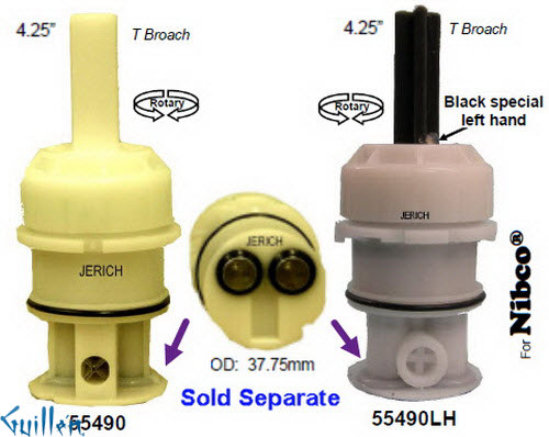 JER 55490LH;; __ 4-1/4in Thrd; Single lever cartridge; in Unfinish