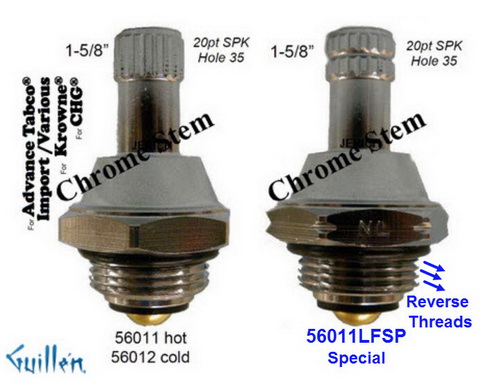 JER 56011LF;; __ 1-5/8in 20pt; Hot cwc piston stem assembly; in Chrome