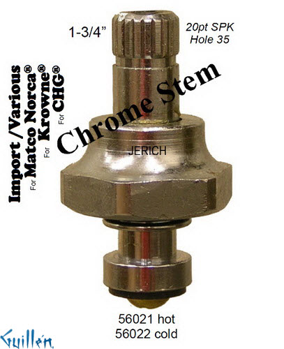 JER 56021LF;; __ 1-3/4in 20pt; Hot cwc piston stem assembly; in Chrome