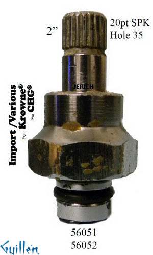 JER 56052;; __ 2inK 20pt; utility piston stem; in Chrome