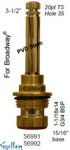 JER 56992;; __ 3-1/2in 20pt; Cold ccwc 1/4 Turn brass cartridge ceramic; in Polished Brass