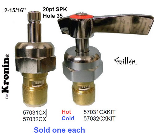 JER 57031CXKITLF::__ 2-15/16in 20pt; Hot cwc; 1/4 turn brass ceramic cartridge with lever handle; in Chrome