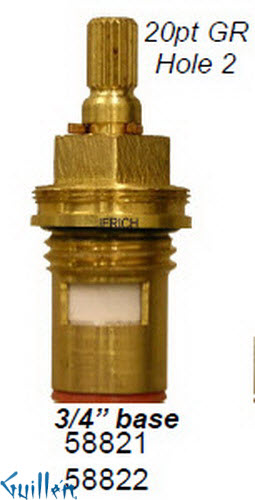 JER 58822LF;; __ 2-1/8in 20pt; Cold ccwc 1/4 Turn brass cartridge ceramic; in Unfinish