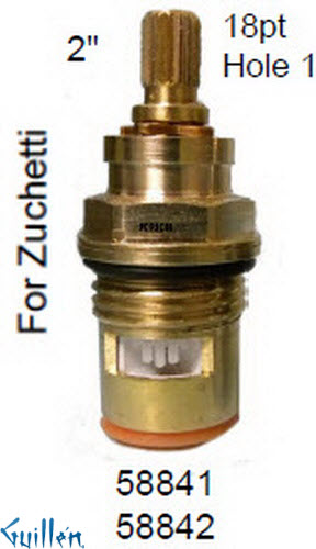 JER 58841LF;; __ 2in 18pt; Hot cwc 1/4 Turn brass cartridge ceramic; in Unfinish