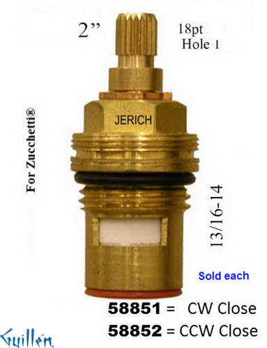 JER 58852LF;; __ 2in 18pt; Cold ccwc 1/4 Turn brass cartridge ceramic; in Unfinish