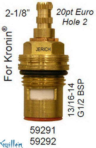 JER 59291LF;; __ 2-1/8in 20pt; Hot cwc 1/4 Turn brass cartridge ceramic; in Unfinish
