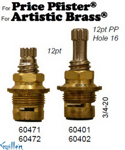JER 60472LF;; __ Unk 12pt; Cold ccwc 1/4 Turn brass cartridge ceramic; in Unfinish