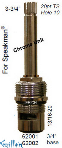 JER 62001LF;; __ 3-3/4in 20pt; Hot cwc 1/4 Turn brass cartridge ceramic; in Chrome