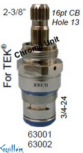 JER 63002LF;; __ 2-3/8in 16pt; Cold ccwc 1/4 Turn brass cartridge ceramic; in Chrome