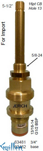 JER 63481;; __ 5-1/2in 16pt; Hot cwc 1/4 Turn brass cartridge ceramic; in Unfinish