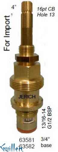 JER 63582;; __ 4in 16pt; Cold ccwc 1/4 Turn brass cartridge ceramic; in Unfinish