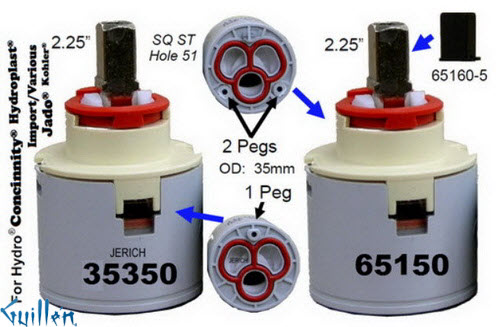 JER 65150;;__ 2-1/4in SQ; Single lever cartridge; in Unfinish