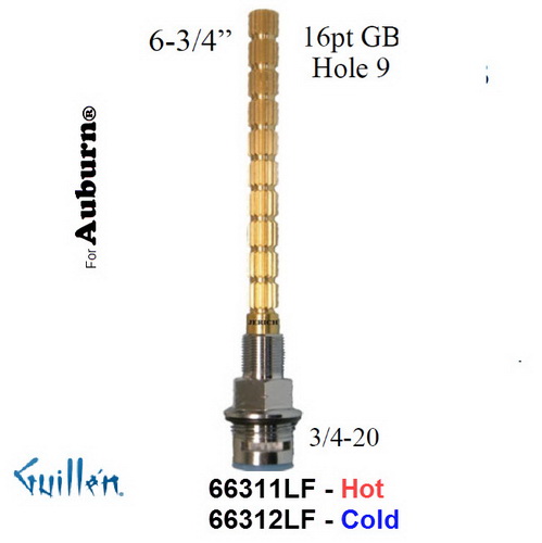 JER 66311LF;; __ 6-3/4in 16pt; Hot cwc 1/4 Turn brass cartridge ceramic; in Unfinish