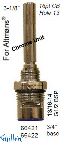 JER 66422LF;; __ 3-1/8in 16pt; Cold ccwc 1/4 Turn brass cartridge ceramic; in Chrome