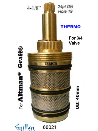 JER 68021;;__ 4-1/8in 24pt; 3/4 Thermostatic cartridge; in Unfinish