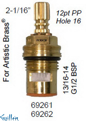 JER 69261LF;; __ 2-1/16in 12pt; Hot cwc 1/4 Turn brass cartridge ceramic; in Unfinish