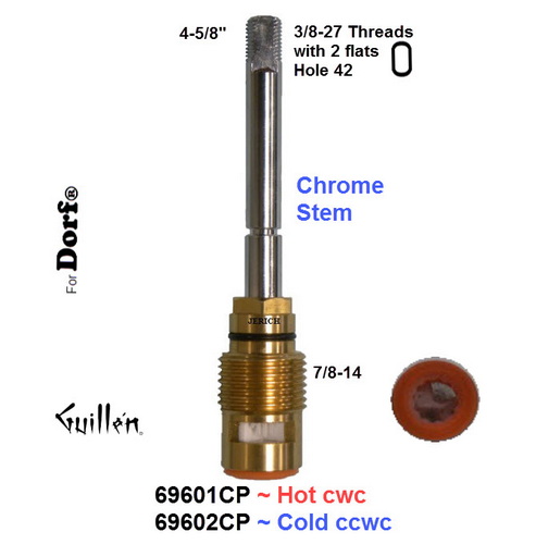 JER 69602CPLF;;__ 4-5/8in 2 flats; Cold ccwc, 1/4 turn brass ceramic cartridge; in Chrome