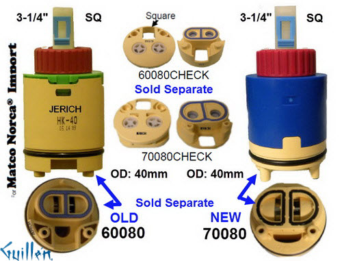JER 70080;; __ 3-1/4in SQ; Pressure balance cartridge; in Unfinish; Replaces 60080