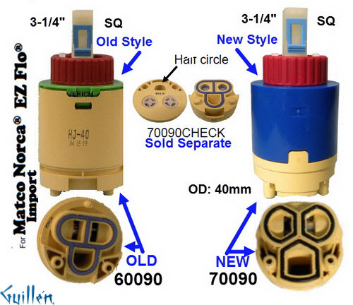 JER 70090;; __ 3-1/4in SQ; pressure balance cartridge; Replaces 60090; in Unfinish