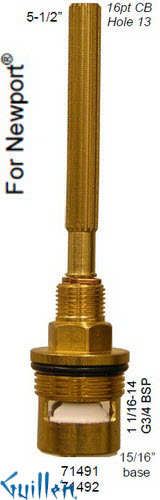 JER 71491;; __ 5-1/2in 16pt; Hot cwc 1/4 Turn brass cartridge ceramic; in Unfinish