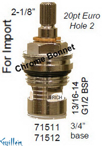 JER 71511LF;; __ 2-1/8in 20pt; Hot cwc 1/4 Turn brass cartridge ceramic; in Chrome