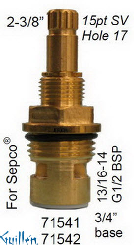 JER 71542LF;; __ 2-3/8in 15pt; Cold ccwc 1/4 Turn brass cartridge ceramic; in Unfinish