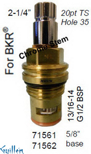 JER 71561LF;; __ 2-1/4in 20pt; Hot cwc 1/4 Turn brass cartridge ceramic; in Chrome