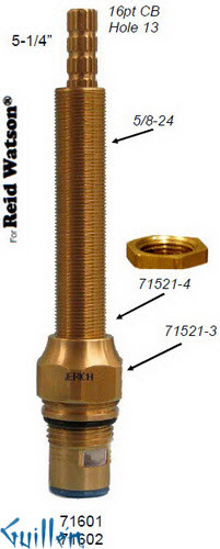 JER 71601LF;; __ 5-1/4in 16pt; Hot cwc 1/4 Turn brass cartridge ceramic; in Unfinish