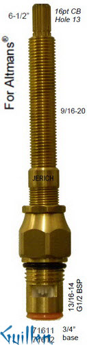 JER 71611LF;; __ 6-1/2in 16pt; Hot cwc 1/4 Turn brass cartridge ceramic; in Unfinish