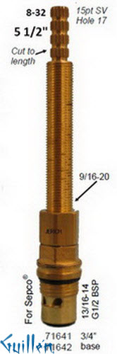 JER 71641LF;; __ 5-1/2in 15pt; Hot cwc 1/4 Turn brass cartridge ceramic; in Unfinish