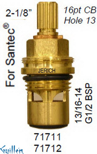 JER 71712LF;; __ 2-1/8in 16pt; Cold ccwc 1/4 Turn brass cartridge ceramic; in Unfinish
