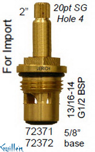 JER 72371LF;; __ 2in 20pt; Hot cwc 1/4 Turn brass cartridge ceramic; in Unfinish