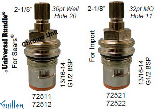 JER 72512LF;; __ 2-1/8in 30pt; Cold ccwc 1/4 Turn brass cartridge ceramic; in Chrome