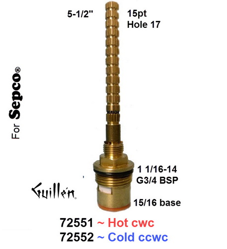 JER 72551;;__ 5-1/2in 15pt; Hot cwc; 1/4 turn brass ceramic cartridge; in Unfinish