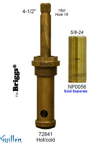 JER 72841;; __ 4-1/2in 18pt; Hot cwc 1/4 Turn brass cartridge ceramic; in Unfinish