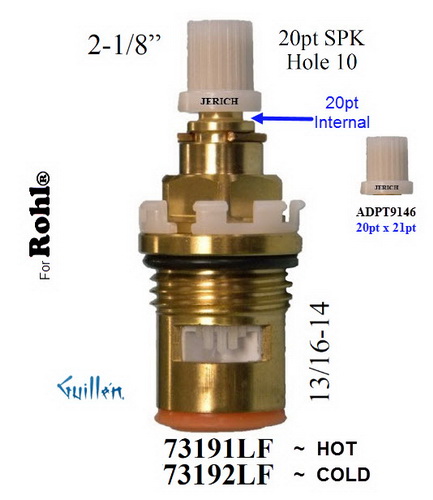 JER 73191LF; __ 2-1/8in 21pt; Hot cwc 1/4 Turn brass cartridge ceramic; in Unfinish