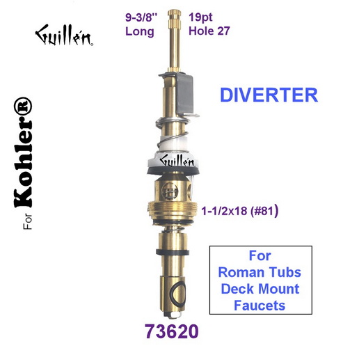 JER 73620;;__ 9-3/8in; 19pt; Diverter cartridge for Roman tubs; in Unfinish