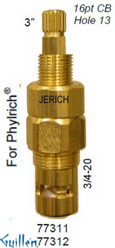 JER 77312LF;; __ 3in 16pt; Cold ccwc 1/4 Turn brass cartridge ceramic; in Unfinish