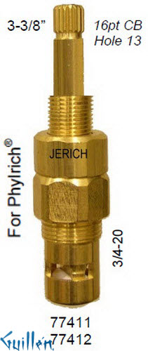 JER 77412LF;; __ 3-3/8in 16pt; Cold ccwc 1/4 Turn brass cartridge ceramic; in Unfinish