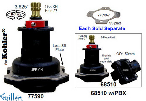 JER 77590-7;; __ 3-5/8in 19pt; Single lever cartridge SS plate; in Unfinish