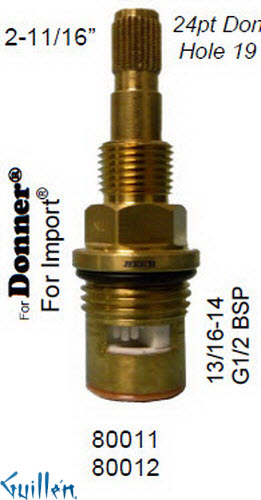 JER 80011LF;; __ 2-11/16in 24pt; Hot cwc 1/4 Turn brass cartridge ceramic; in Unfinish