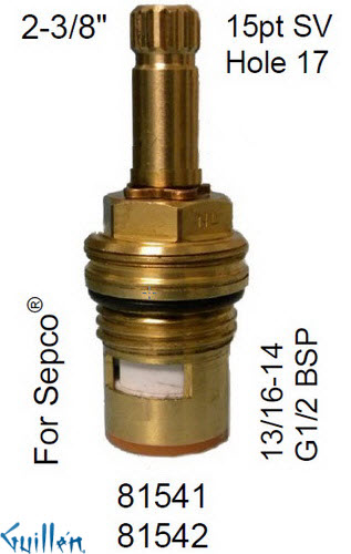JER 81541LF;; __ 2-3/8in 15pt; Hot cwc 1/4 Turn brass cartridge ceramic; in Unfinish
