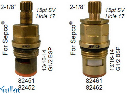JER 82451LF;; __ 2-1/8in 15pt; Hot cwc 1/4 Turn brass cartridge ceramic; in Unfinish