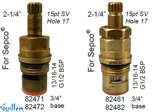 JER 82481LF;; __ 2-1/4in 15pt; Hot cwc 1/4 Turn brass cartridge ceramic; in Unfinish