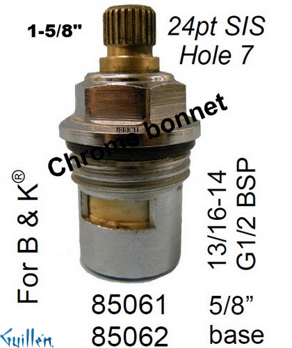 JER 85061LF;; __ 1-5/8in 24pt; Hot cwc 1/4 Turn brass cartridge ceramic; in Unfinish