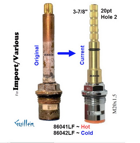 JER 86041LF;; __ 3-7/8in 20pt; Hot cwc 1/4 Turn brass cartridge ceramic; in Unfinish