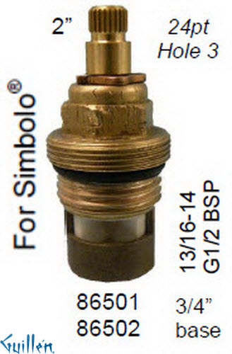 JER 86502LF;; __ 2in 24pt; Cold ccwc 1/4 Turn brass cartridge ceramic; in Unfinish