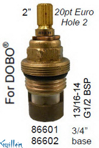 JER 86601LF;; __ 2in 20pt; Hot cwc 1/4 Turn brass cartridge ceramic; in Unfinish